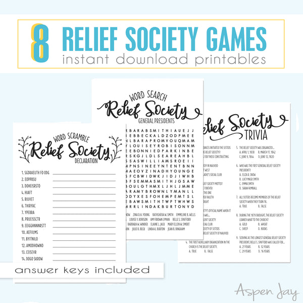 Relief Society 8 Games Bundle in white