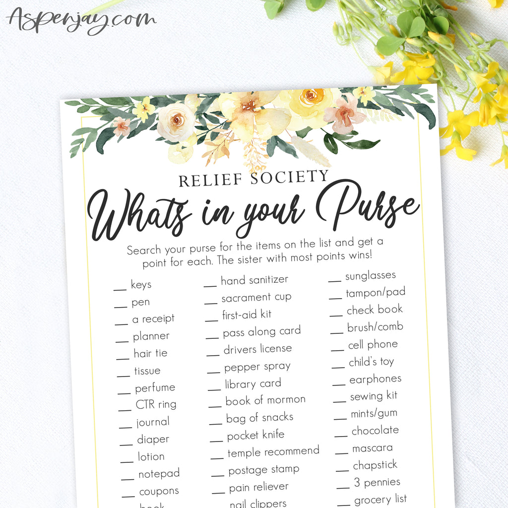 Floral Relief Society What's in your Purse