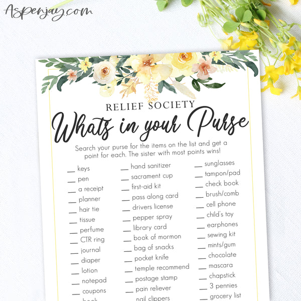Floral Relief Society What's in your Purse