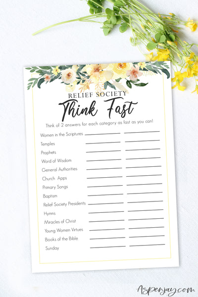 Floral Relief Society Think Fast