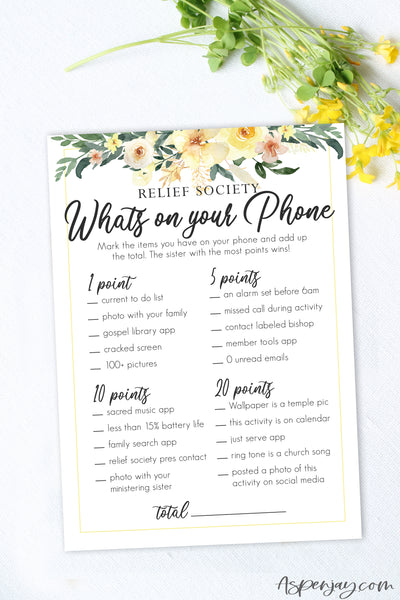 Floral Relief Society What's on your Phone