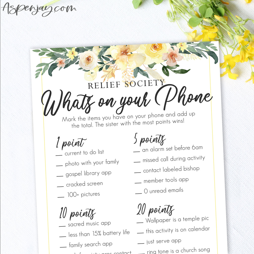 Floral Relief Society What's on your Phone