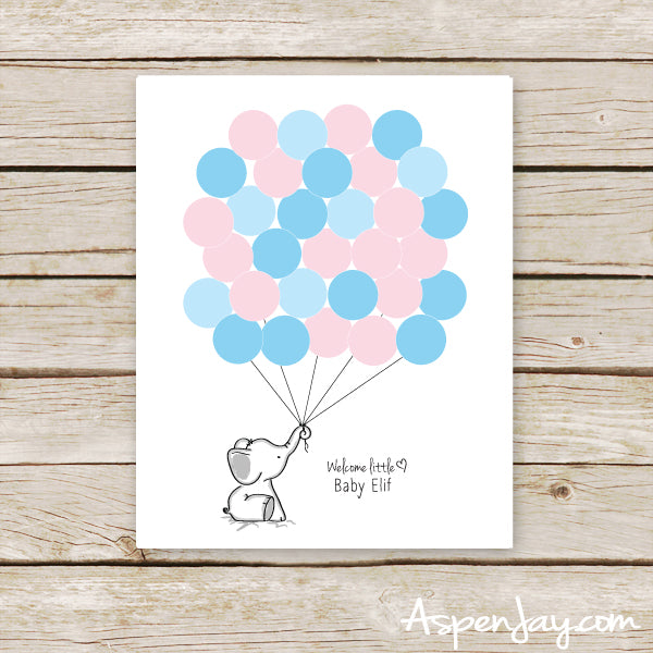 Gender Reveal Elephant Balloon Guest Book