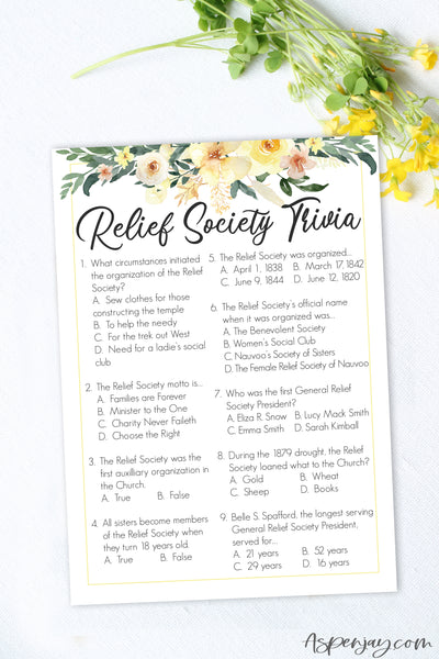 Floral Relief Society Trivia