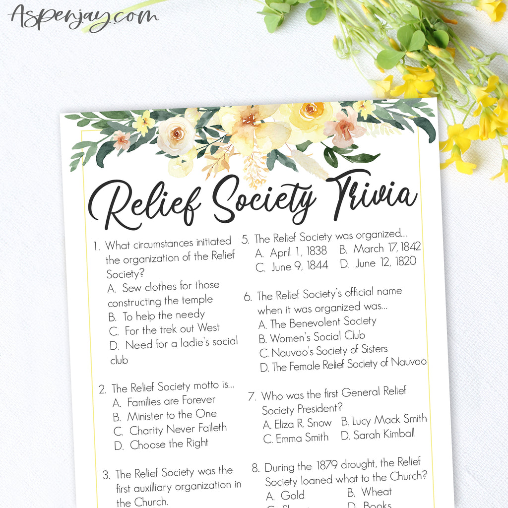 Floral Relief Society Trivia