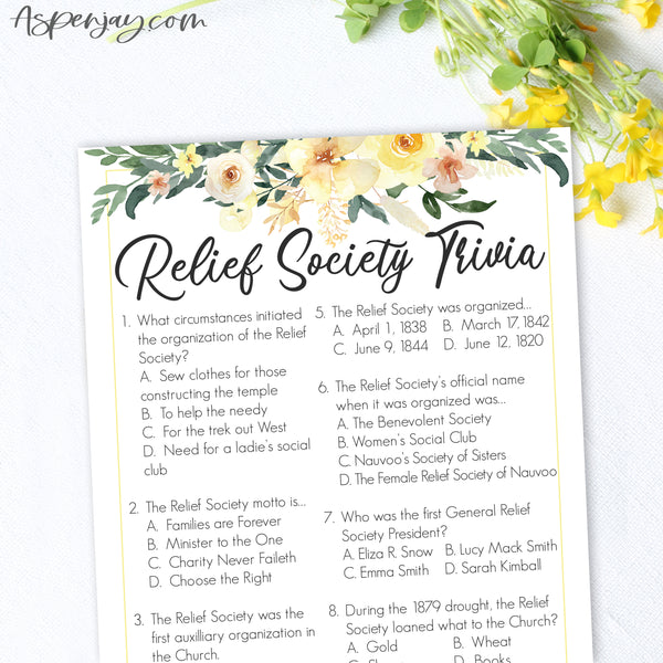 Floral Relief Society Trivia