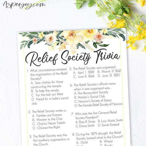 Floral Relief Society Trivia