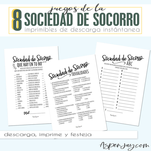 Paquete de 8 juegos de la Sociedad de Socorro