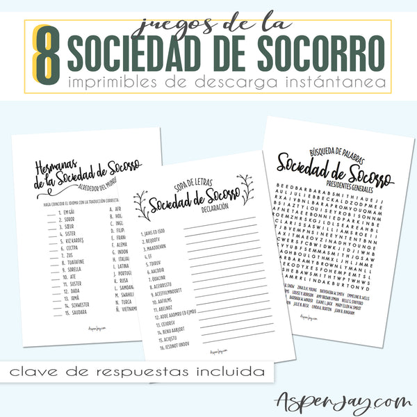 Paquete de 8 juegos de la Sociedad de Socorro