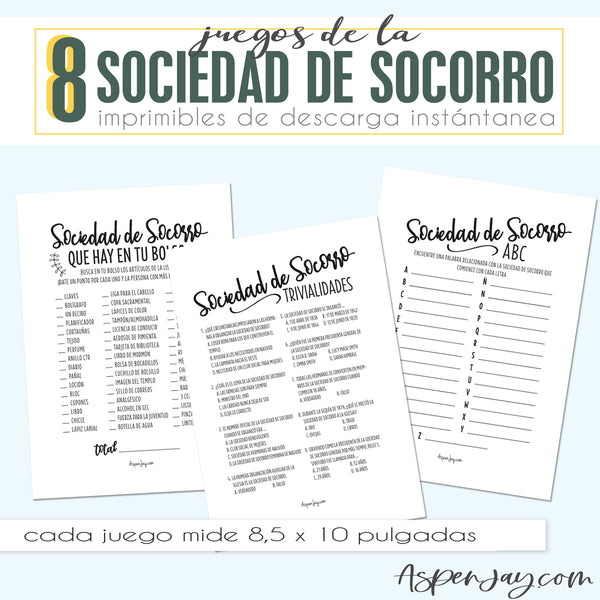 Paquete de 8 juegos de la Sociedad de Socorro