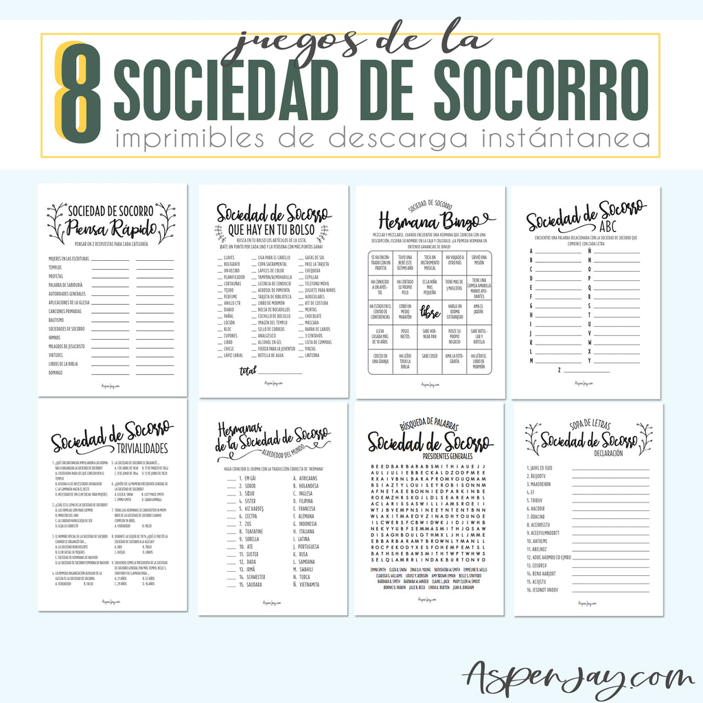 Paquete de 8 juegos de la Sociedad de Socorro