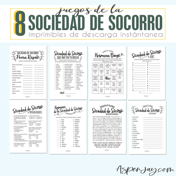 Paquete de 8 juegos de la Sociedad de Socorro
