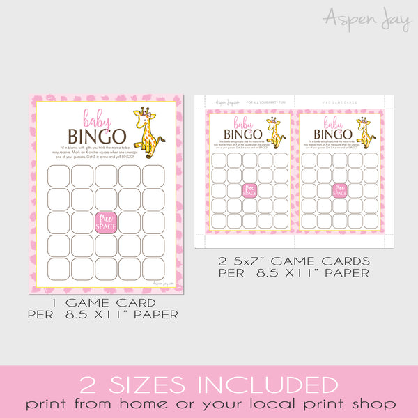 Giraffe Baby Bingo