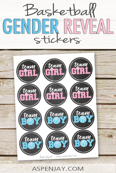 Basketball Gender Reveal Stickers