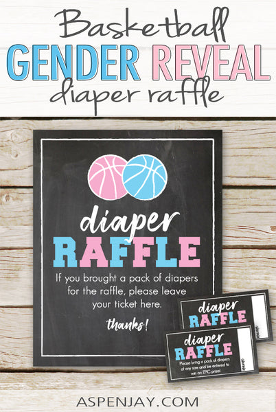 Basketball Diaper Raffle Tickets & Sign