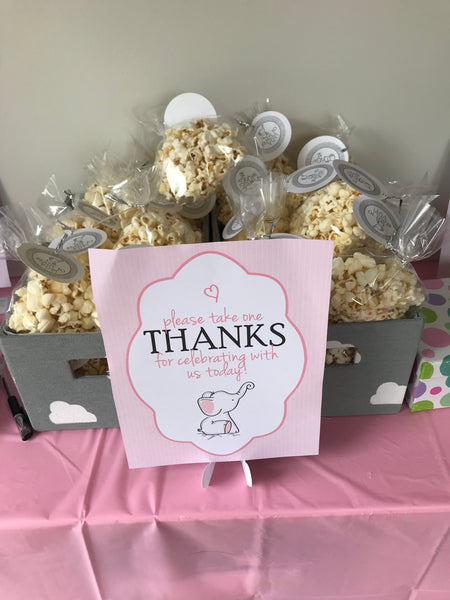 Pink Elephant Baby Shower Signs