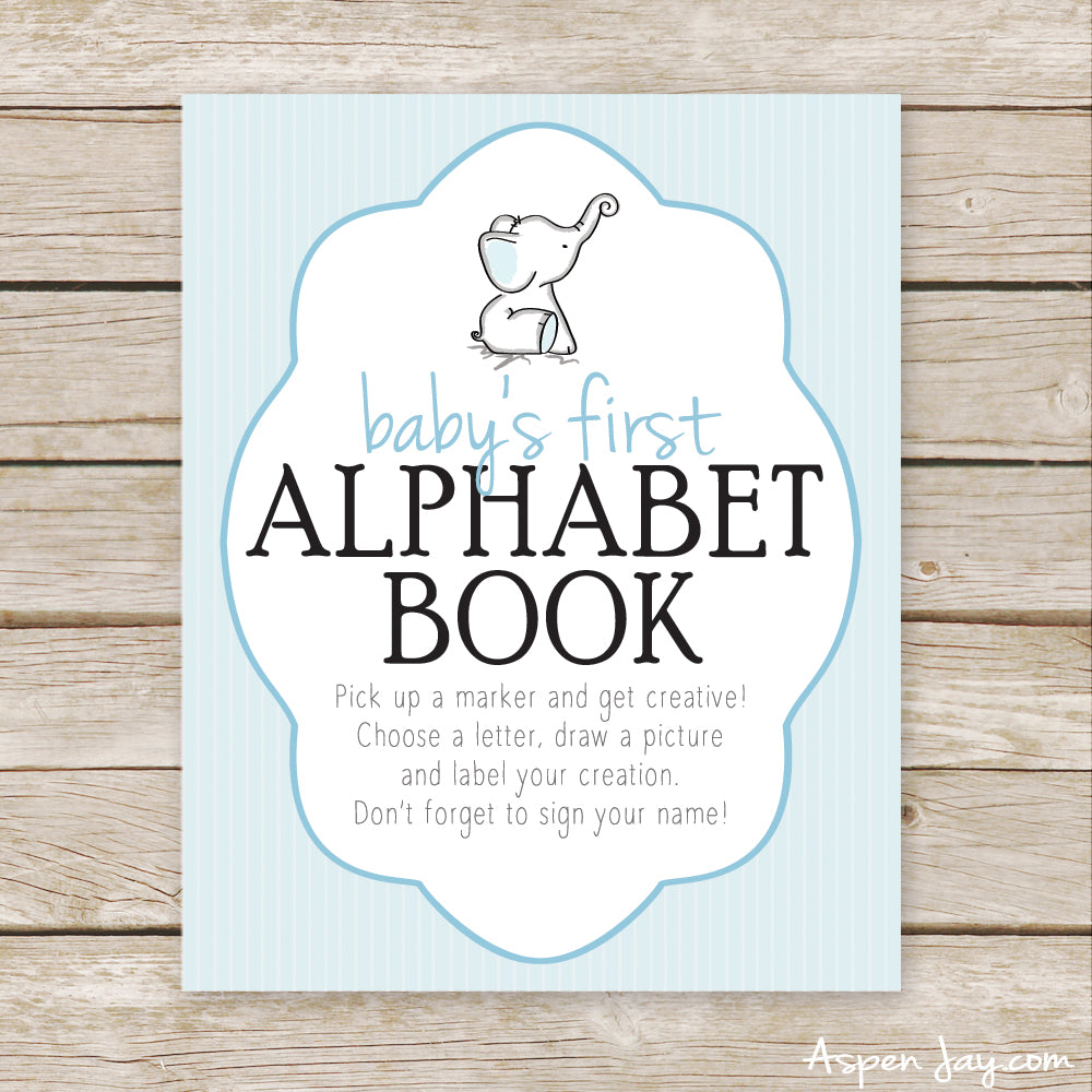 Blue Elephant First Alphabet Book Sign