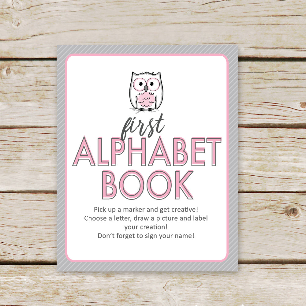 Pink Owl First Alphabet Book Sign