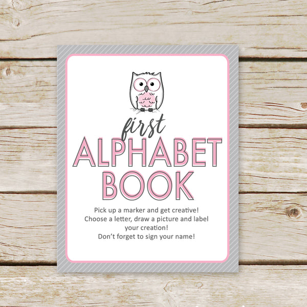 Pink Owl First Alphabet Book Sign