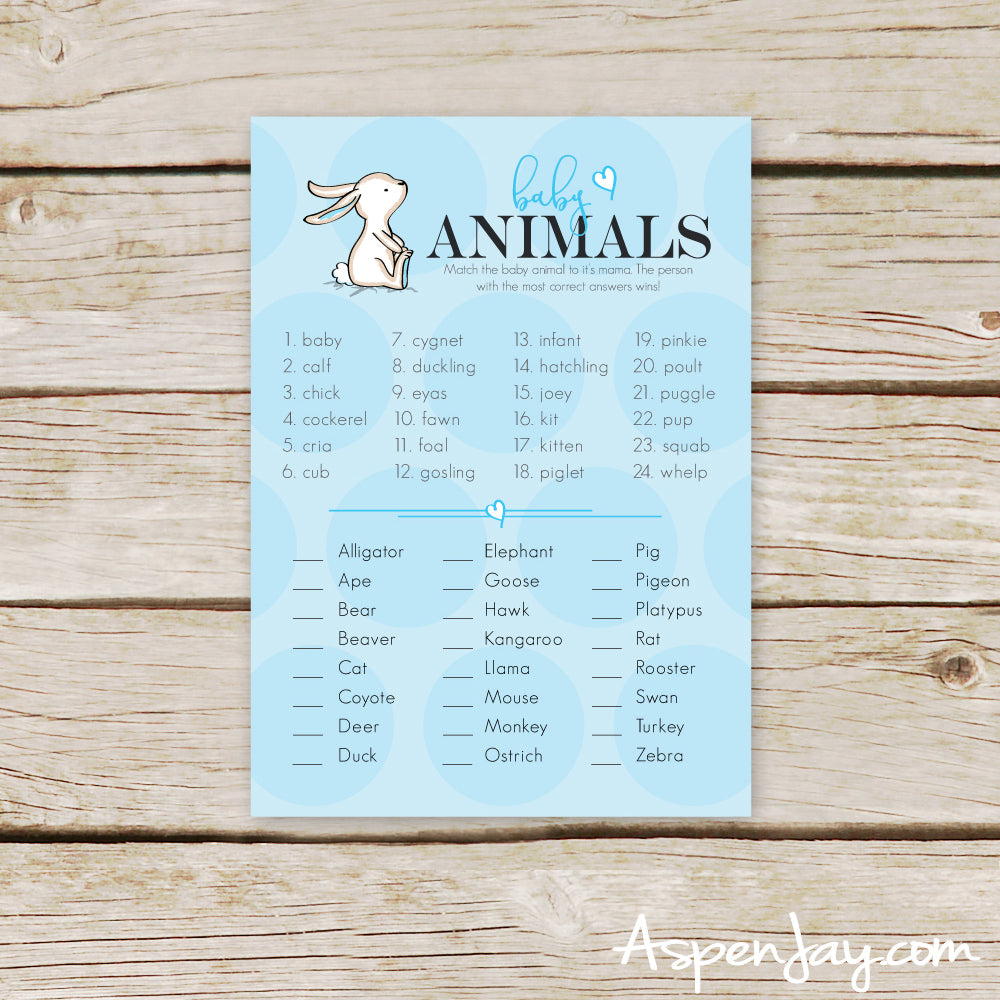 Blue Bunny Baby Animal Names