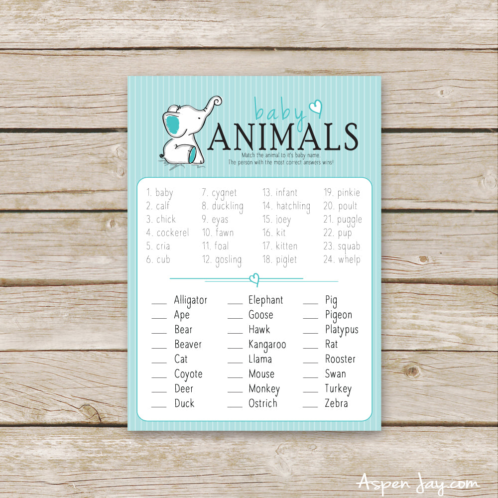 Turquoise Elephant Baby Animal Names