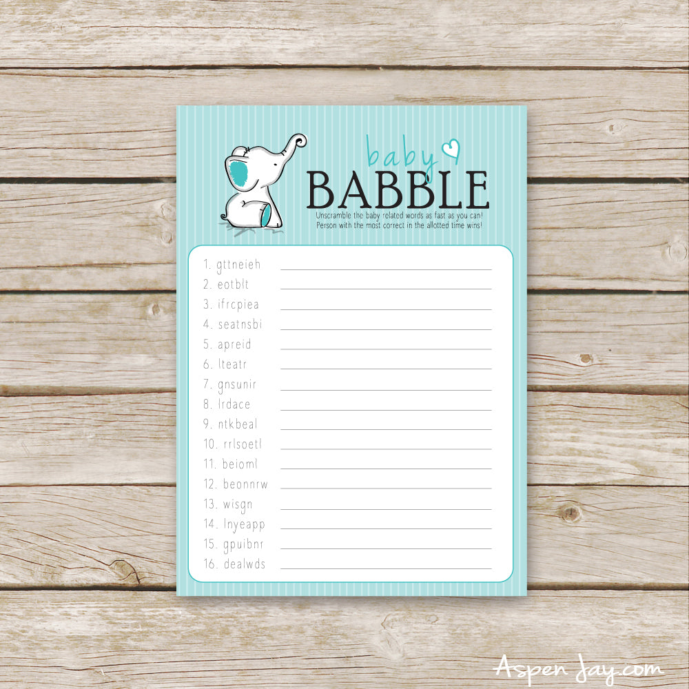 Turquoise Elephant Baby Scramble