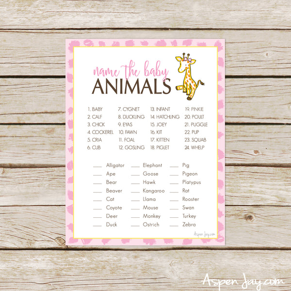 Giraffe Baby Animal Names