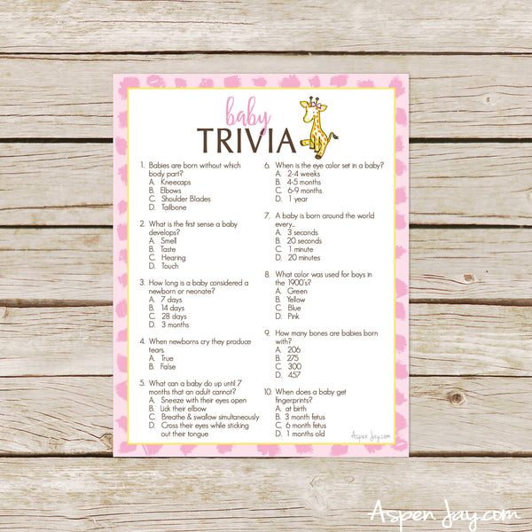 Giraffe Baby Trivia
