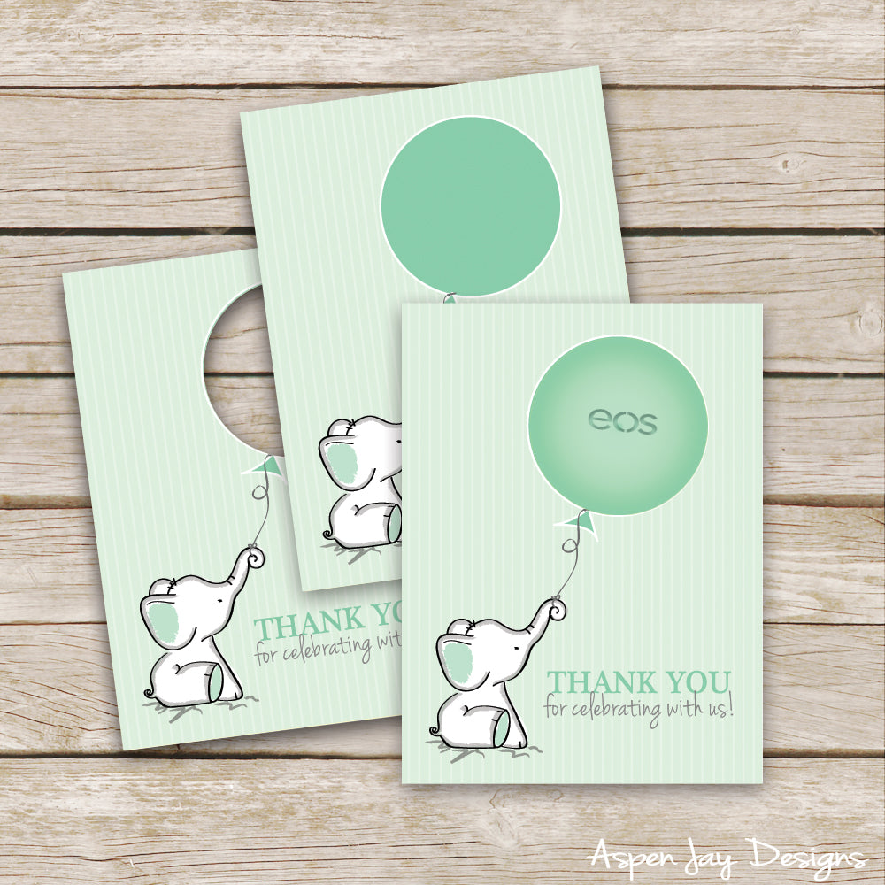 Green Elephant EOS Lip Balm Favor Card