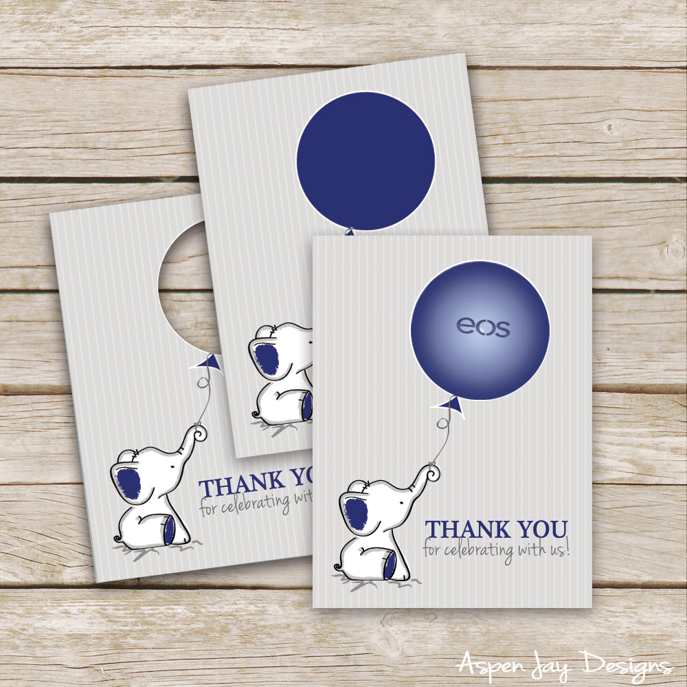 Navy Elephant EOS Lip Balm Favor Card