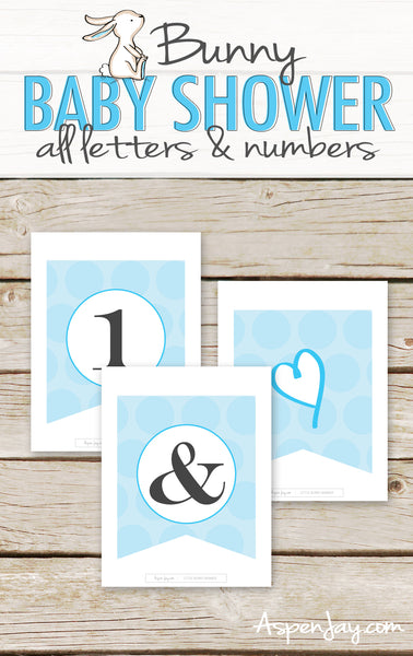 Blue Bunny Banner - ALL Letters & Numbers