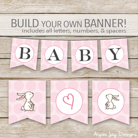 Pink Bunny Banner - ALL Letters & Numbers