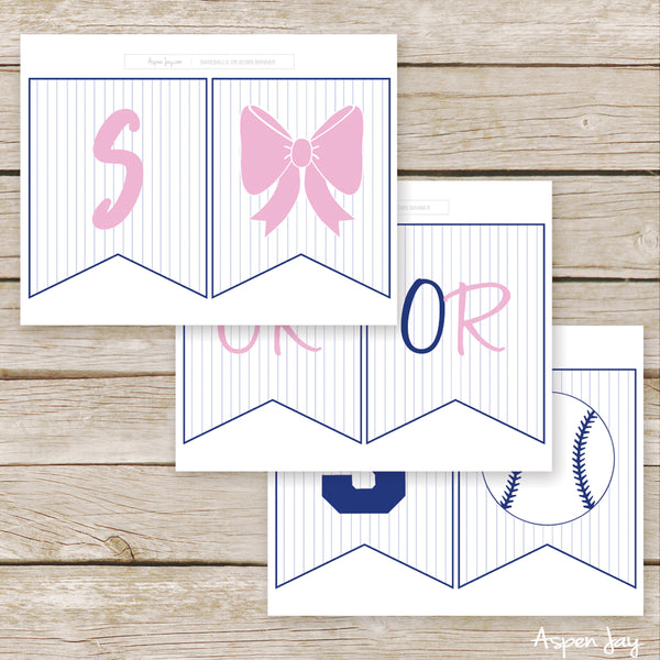 Baseballs or Bows Banner