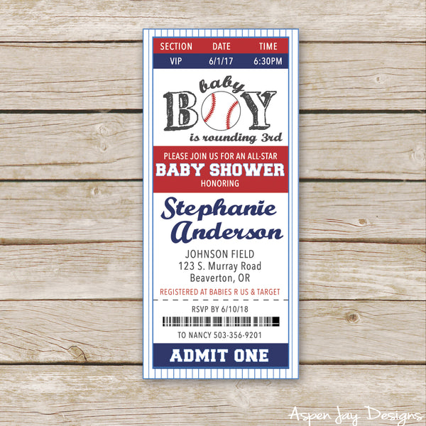 Baseball Baby Shower Invites