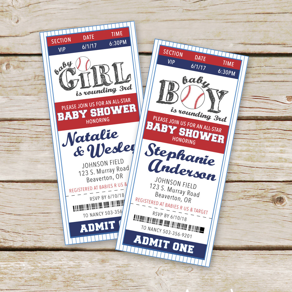 Baseball Baby Shower Invites