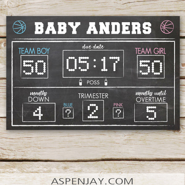 Basketball Gender Reveal Scoreboard