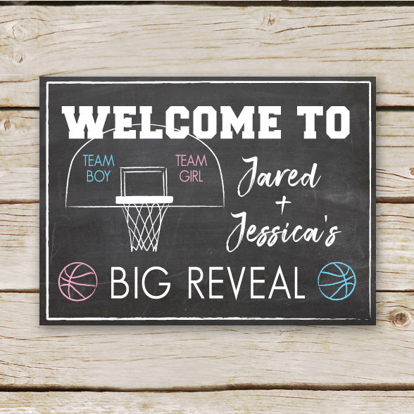 Basketball Gender Reveal Welcome Sign