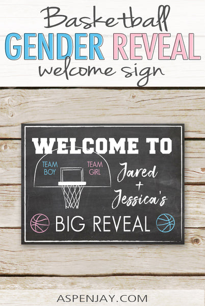 Basketball Gender Reveal Welcome Sign
