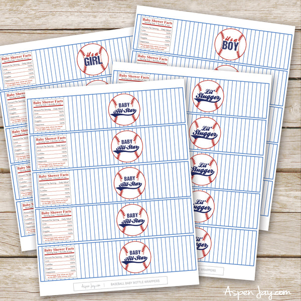 Baseball Baby Shower Water Bottle Labels