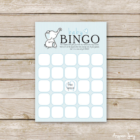 Blue Elephant Baby Bingo