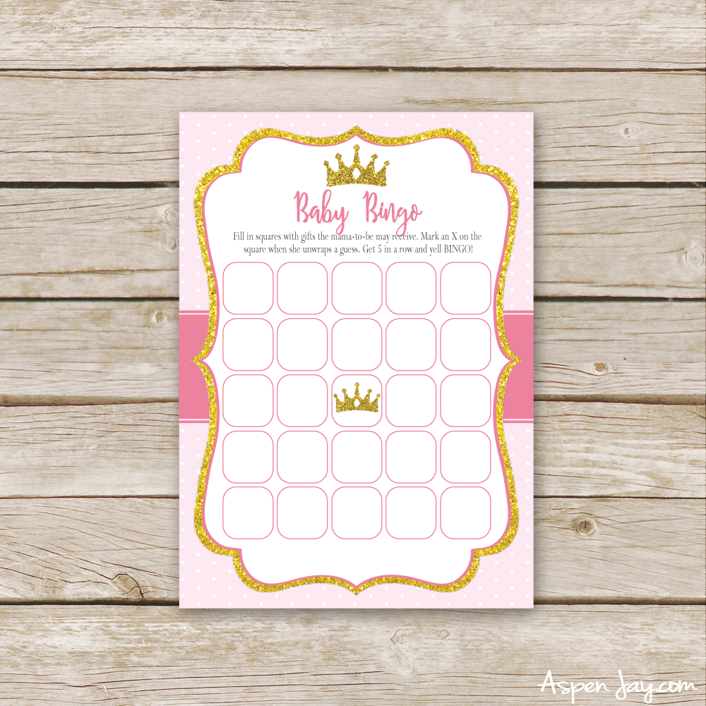 Pink Princess Baby Bingo