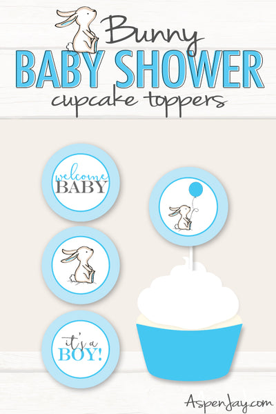 Blue Bunny Cupcake Toppers