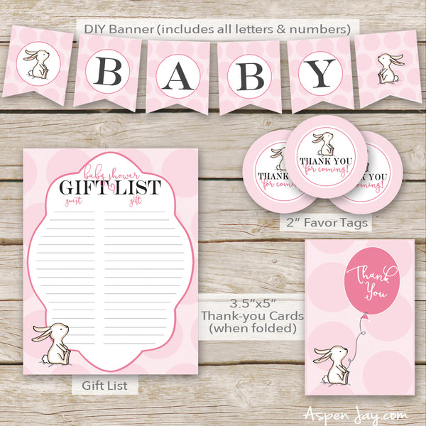 Pink Bunny Baby Shower Package