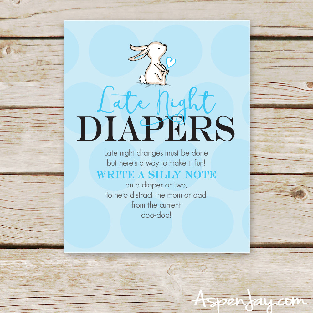 Blue Bunny Late Night Diapers Sign