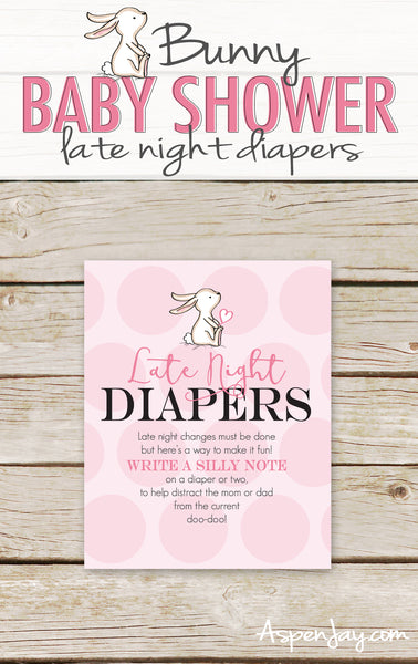 Pink Bunny Late Night Diapers Sign