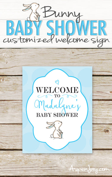 Blue Bunny Shower Welcome Sign