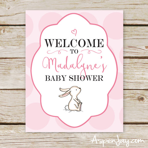 Pink Bunny Shower Welcome Sign