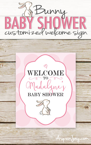 Pink Bunny Shower Welcome Sign