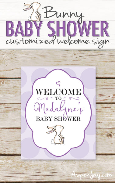 Purple Bunny Shower Welcome Sign