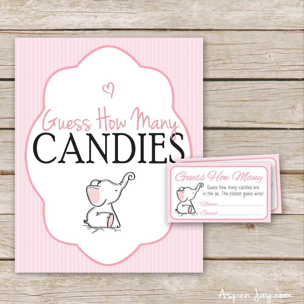 Pink Elephant Guess How Many Candies